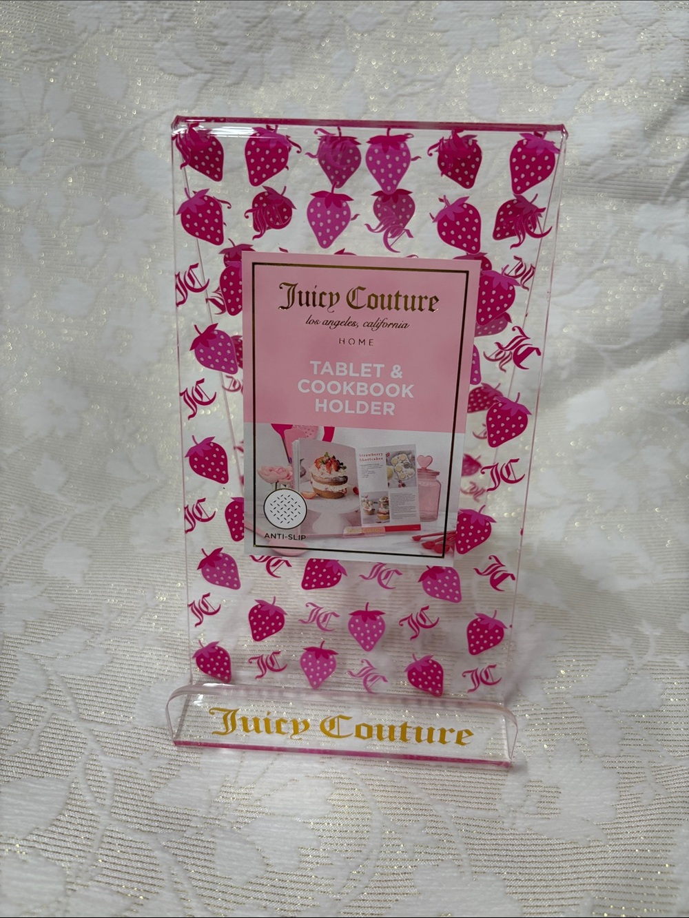 Juicy Couture Pink Strawberry Acrylic Tablet & Cookbook Stand